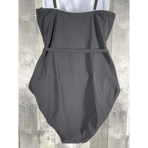 TORY BURCH 'Jessa' Belted One-Piece Swimsuit Black Women's Sz - L (B211) $218 - Picture 5 of 10